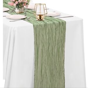 7 Pack Of Beautiful Cheesecloth Sage Green Table Runners 10 Ft